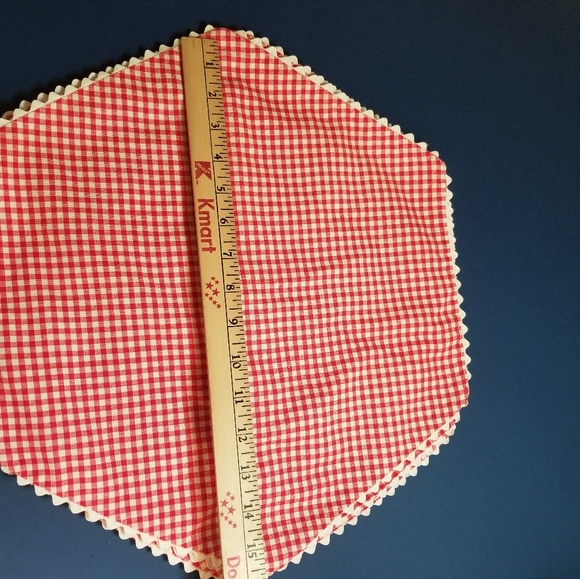 Red & white gingham & polka dot placemats Set of 4 - Picture 3 of 5